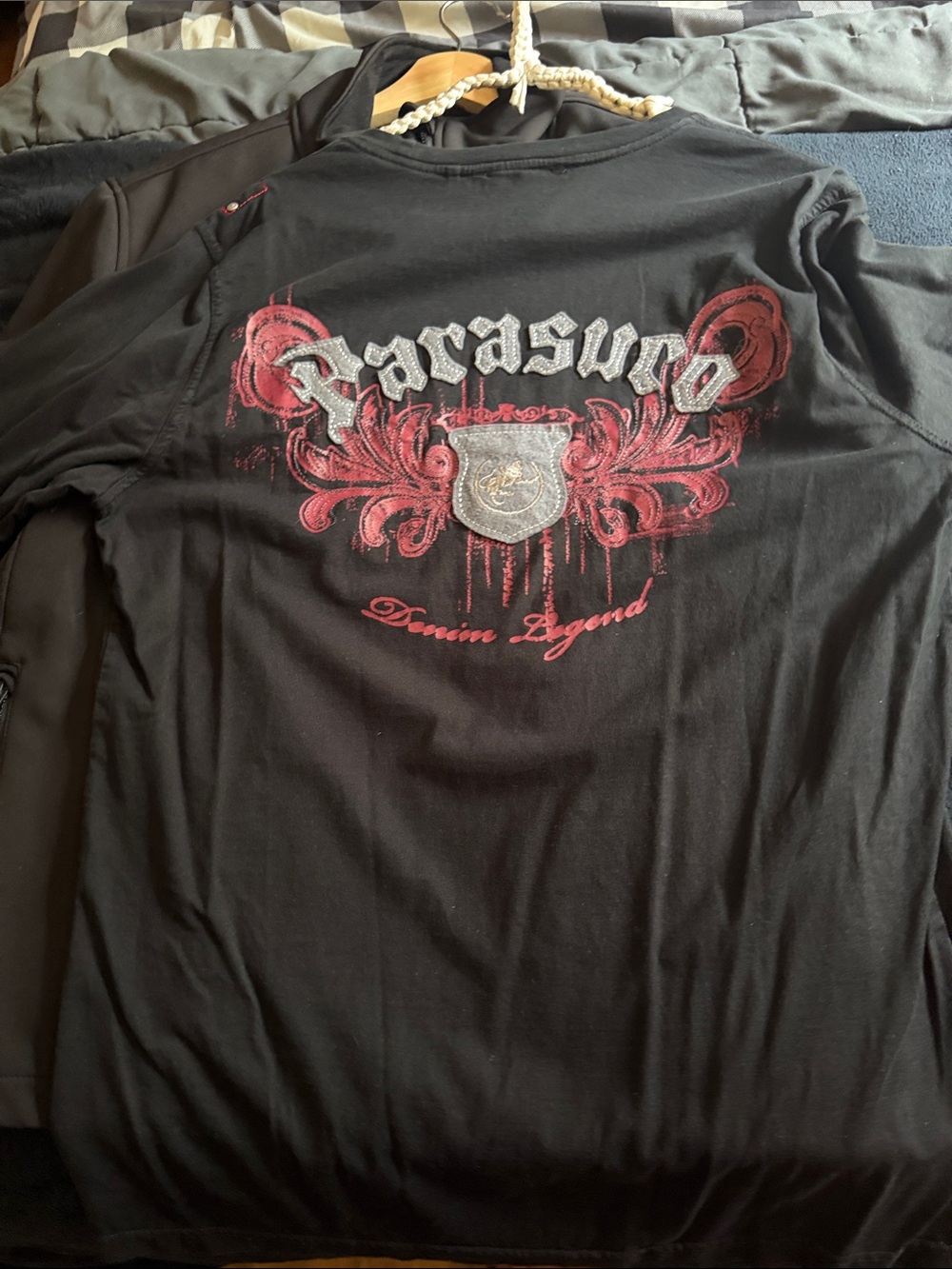 Parasuco Denim Legend Graphic Long Sleeve - Black with Red & Silver Embroidery